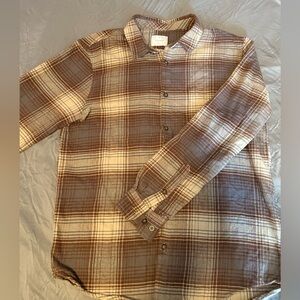 Soft and Cozy 90s Vintage Style PACSUN Brown Cotton Flannel Shirt Medium